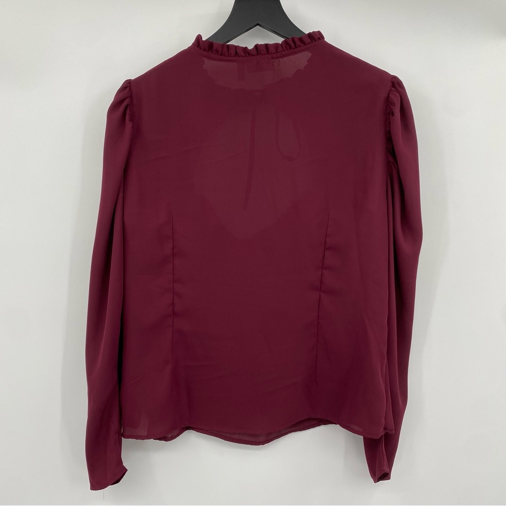 ASOS Blouse Women’s 14 Burgundy Milkmaid Peasent High Neck Romantic Gothic Witch - Picture 8 of 10